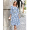 Zeagoo Summer Dresses for Women 2026 3/4 Sleeve Dress for Women Floral Midi Dresses for Casual Womens Dresses with Pockets(C-floral-sf378-new)