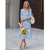 Zeagoo Summer Dresses for Women 2026 3/4 Sleeve Dress for Women Floral Midi Dresses for Casual Womens Dresses with Pockets(C-floral-sf378-new)