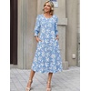 Zeagoo Summer Dresses for Women 2026 3/4 Sleeve Dress for Women Floral Midi Dresses for Casual Womens Dresses with Pockets(C-floral-sf378-new)