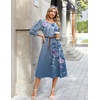 Zeagoo Summer Dresses for Women 2026 3/4 Sleeve Dress for Women Floral Midi Dresses for Casual Womens Dresses with Pockets(Floral-bf171)