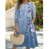 Zeagoo Summer Dresses for Women 2026 3/4 Sleeve Dress for Women Floral Midi Dresses for Casual Womens Dresses with Pockets(Floral-bf171)