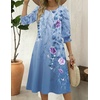 Zeagoo Summer Dresses for Women 2026 3/4 Sleeve Dress for Women Floral Midi Dresses for Casual Womens Dresses with Pockets(Floral-bf171)