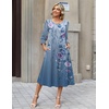 Zeagoo Summer Dresses for Women 2026 3/4 Sleeve Dress for Women Floral Midi Dresses for Casual Womens Dresses with Pockets(Floral-bf171)