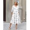 Zeagoo Summer Dresses for Women 2026 3/4 Sleeve Dress for Women Floral Midi Dresses for Casual Womens Dresses with Pockets(Floral-bf290)