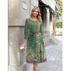 Zeagoo Summer Dresses for Women 2026 3/4 Sleeve Dress for Women Floral Midi Dresses for Casual Womens Dresses with Pockets(Floral-mz840)
