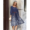 Zeagoo Summer Dresses for Women 2026 3/4 Sleeve Dress for Women Floral Midi Dresses for Casual Womens Dresses with Pockets(Floral-sf119)
