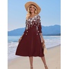 Zeagoo Summer Dresses for Women 2026 3/4 Sleeve Dress for Women Floral Midi Dresses for Casual Womens Dresses with Pockets(Floral-sf186)
