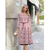 Zeagoo Summer Dresses for Women 2026 3/4 Sleeve Dress for Women Floral Midi Dresses for Casual Womens Dresses with Pockets(Floral-sf292)