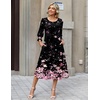 Zeagoo Summer Dresses for Women 2026 3/4 Sleeve Dress for Women Floral Midi Dresses for Casual Womens Dresses with Pockets(Floral-sf31)