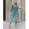 Zeagoo Summer Dresses for Women 2026 3/4 Sleeve Dress for Women Floral Midi Dresses for Casual Womens Dresses with Pockets(Floral-wf115)