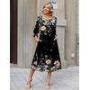 Zeagoo Summer Dresses for Women 2026 3/4 Sleeve Dress for Women Floral Midi Dresses for Casual Womens Dresses with Pockets(Floral-wf120)