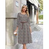 Zeagoo Summer Dresses for Women 2026 3/4 Sleeve Dress for Women Floral Midi Dresses for Casual Womens Dresses with Pockets(Floral-xh526)