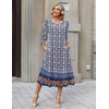 Zeagoo Summer Dresses for Women 2026 3/4 Sleeve Dress for Women Floral Midi Dresses for Casual Womens Dresses with Pockets(Floral-xh547)