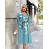 Zeagoo Summer Dresses for Women 2026 3/4 Sleeve Dress for Women Floral Midi Dresses for Casual Womens Dresses with Pockets(Floral-zw89)
