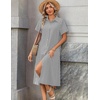 Zeagoo Summer Dresses for Women 2026 Button Down Shirt Dresses Aline Long Sundress Short Sleeve Beach Travel Cover Up(A01-black Stripe)