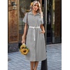 Zeagoo Summer Dresses for Women 2026 Button Down Shirt Dresses Aline Long Sundress Short Sleeve Beach Travel Cover Up(A01-black Stripe)