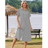 Zeagoo Summer Dresses for Women 2026 Button Down Shirt Dresses Aline Long Sundress Short Sleeve Beach Travel Cover Up(A01-black Stripe)