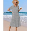 Zeagoo Summer Dresses for Women 2026 Button Down Shirt Dresses Aline Long Sundress Short Sleeve Beach Travel Cover Up(A01-black Stripe)