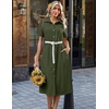 Zeagoo Summer Dresses for Women 2026 Button Down Shirt Dresses Aline Long Sundress Short Sleeve Beach Travel Cover Up(Army Green)