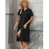 Zeagoo Summer Dresses for Women 2026 Button Down Shirt Dresses Aline Long Sundress Short Sleeve Beach Travel Cover Up(Black)