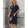 Zeagoo Summer Dresses for Women 2026 Button Down Shirt Dresses Aline Long Sundress Short Sleeve Beach Travel Cover Up(Blue)