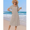 Zeagoo Summer Dresses for Women 2026 Button Down Shirt Dresses Aline Long Sundress Short Sleeve Beach Travel Cover Up(Brown Stripe)