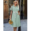 Zeagoo Summer Dresses for Women 2026 Button Down Shirt Dresses Aline Long Sundress Short Sleeve Beach Travel Cover Up(Green Stripe)
