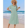Zeagoo Summer Dresses for Women 2026 Button Down Shirt Dresses Aline Long Sundress Short Sleeve Beach Travel Cover Up(Green Stripe)