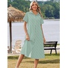 Zeagoo Summer Dresses for Women 2026 Button Down Shirt Dresses Aline Long Sundress Short Sleeve Beach Travel Cover Up(Green Stripe)