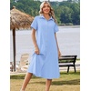 Zeagoo Summer Dresses for Women 2026 Button Down Shirt Dresses Aline Long Sundress Short Sleeve Beach Travel Cover Up(Light Blue)