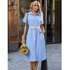 Zeagoo Summer Dresses for Women 2026 Button Down Shirt Dresses Aline Long Sundress Short Sleeve Beach Travel Cover Up(Light Blue)