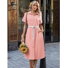 Zeagoo Summer Dresses for Women 2026 Button Down Shirt Dresses Aline Long Sundress Short Sleeve Beach Travel Cover Up(Pink)