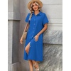 Zeagoo Summer Dresses for Women 2026 Button Down Shirt Dresses Aline Long Sundress Short Sleeve Beach Travel Cover Up(Royal Blue)