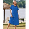 Zeagoo Summer Dresses for Women 2026 Button Down Shirt Dresses Aline Long Sundress Short Sleeve Beach Travel Cover Up(Royal Blue)
