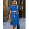 Zeagoo Summer Dresses for Women 2026 Button Down Shirt Dresses Aline Long Sundress Short Sleeve Beach Travel Cover Up(Royal Blue)