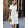 Zeagoo Summer Dresses for Women 2026 Button Down Shirt Dresses Aline Long Sundress Short Sleeve Beach Travel Cover Up(White)