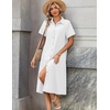 Zeagoo Summer Dresses for Women 2026 Button Down Shirt Dresses Aline Long Sundress Short Sleeve Beach Travel Cover Up(White)