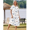 Zeagoo Summer Dresses for Women 2026 Button Down Shirt Dresses Aline Long Sundress Short Sleeve Beach Travel Cover Up(White Floral)