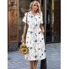 Zeagoo Summer Dresses for Women 2026 Button Down Shirt Dresses Aline Long Sundress Short Sleeve Beach Travel Cover Up(White Floral)