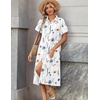 Zeagoo Summer Dresses for Women 2026 Button Down Shirt Dresses Aline Long Sundress Short Sleeve Beach Travel Cover Up(White Floral)