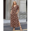Zeagoo Summer Dresses for Women 2026 Maxi Dresses Vacation Sundress Short Sleeve Casual Sundresses Split Dress with Pockets(A-floral-xh267)
