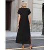 Zeagoo Summer Dresses for Women 2026 Maxi Dresses Vacation Sundress Short Sleeve Casual Sundresses Split Dress with Pockets(Black)