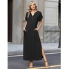 Zeagoo Summer Dresses for Women 2026 Maxi Dresses Vacation Sundress Short Sleeve Casual Sundresses Split Dress with Pockets(Black)