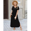 Zeagoo Summer Dresses for Women 2026 Maxi Dresses Vacation Sundress Short Sleeve Casual Sundresses Split Dress with Pockets(Black)