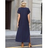 Zeagoo Summer Dresses for Women 2026 Maxi Dresses Vacation Sundress Short Sleeve Casual Sundresses Split Dress with Pockets(Blue)