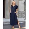 Zeagoo Summer Dresses for Women 2026 Maxi Dresses Vacation Sundress Short Sleeve Casual Sundresses Split Dress with Pockets(Blue)