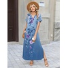 Zeagoo Summer Dresses for Women 2026 Maxi Dresses Vacation Sundress Short Sleeve Casual Sundresses Split Dress with Pockets(Floral-bf171)