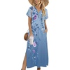 Zeagoo Summer Dresses for Women 2026 Maxi Dresses Vacation Sundress Short Sleeve Casual Sundresses Split Dress with Pockets(Floral-bf171)