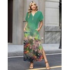Zeagoo Summer Dresses for Women 2026 Maxi Dresses Vacation Sundress Short Sleeve Casual Sundresses Split Dress with Pockets(Floral-cx322)