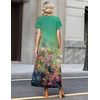 Zeagoo Summer Dresses for Women 2026 Maxi Dresses Vacation Sundress Short Sleeve Casual Sundresses Split Dress with Pockets(Floral-cx322)